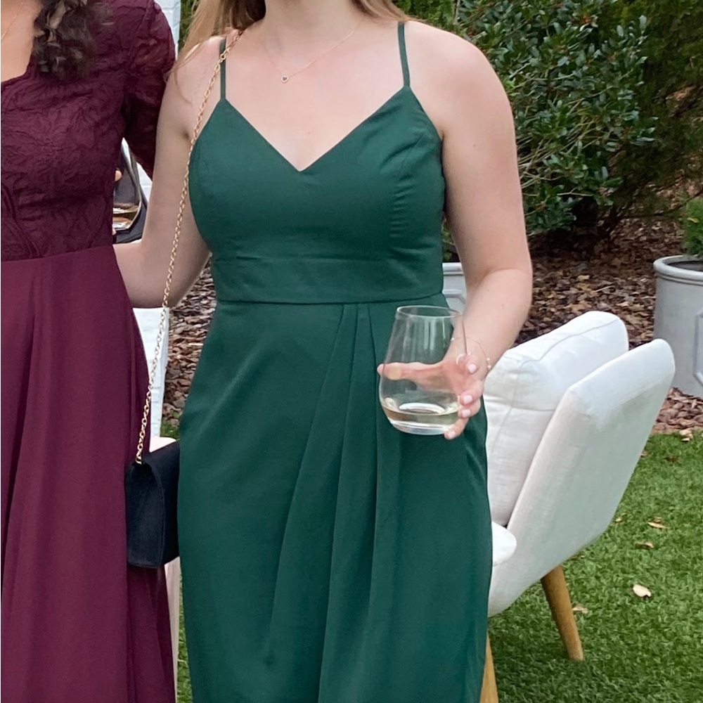 Green Spaghetti Strap V-Neck Midi Sundress